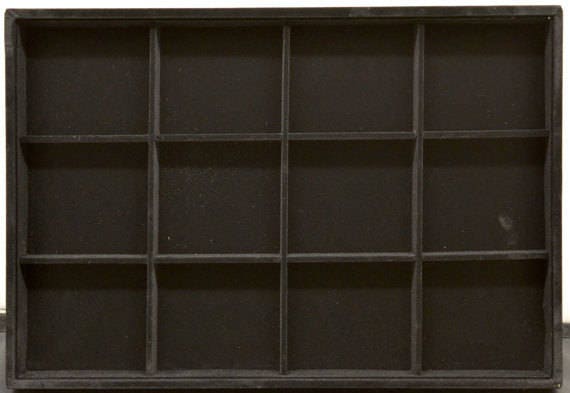 Beads Organizer Tray Black Velvet Display Size 14"x9.5"x1.25", 12 Compartments for Beads or Chain or Coins Display, Item# 160001802833