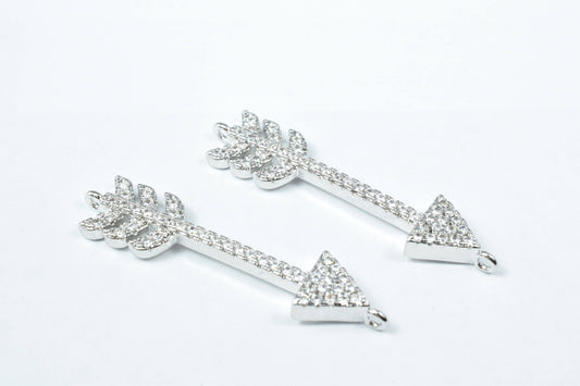Cupid Arrow Micro Pave Cubic Zirconia CZ Rhinestone Connector Beads Connector High Quality 2 Colors