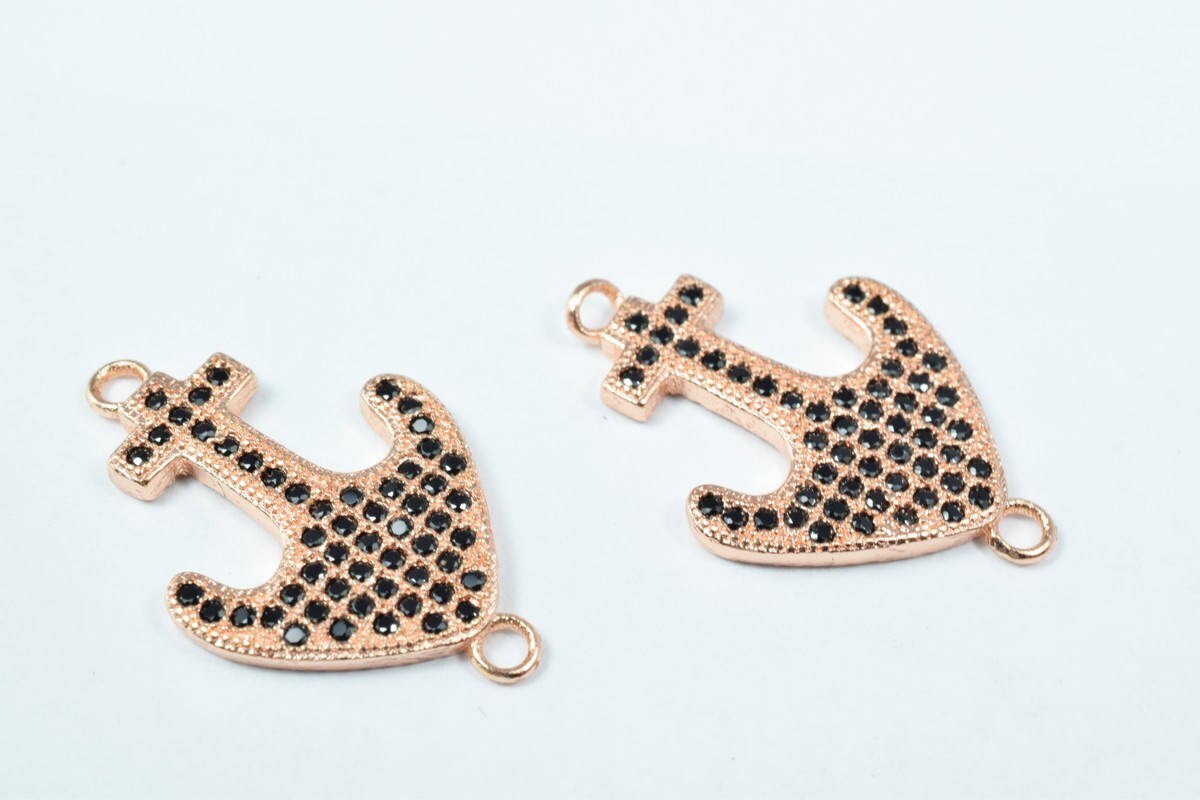 Anchor Micro Pave Cubic Zirconia CZ Rhinestone Connector Beads Connector High Quality 4 Colors