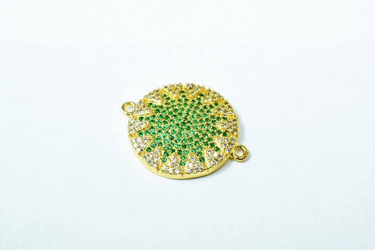 Round Micro Pave CZ Rhinestone Connector Beads High Quality Horizontal Hole 2 Colors