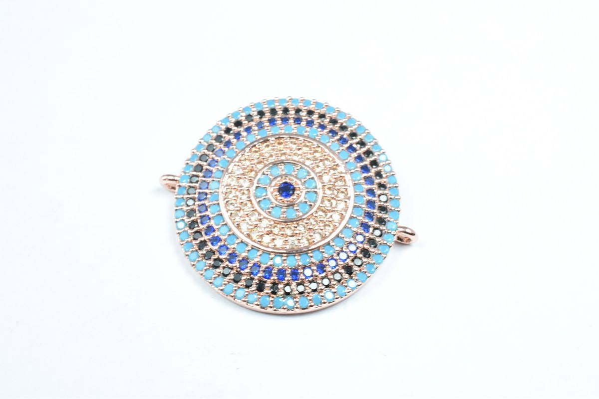 Round Micro Pave CZ Rhinestone Connector Beads High Quality Horizontal Hole 3 Colors