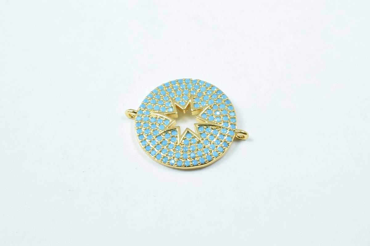 Round Micro Pave CZ Rhinestone Connector Beads High Quality Horizontal Hole 3 Colors