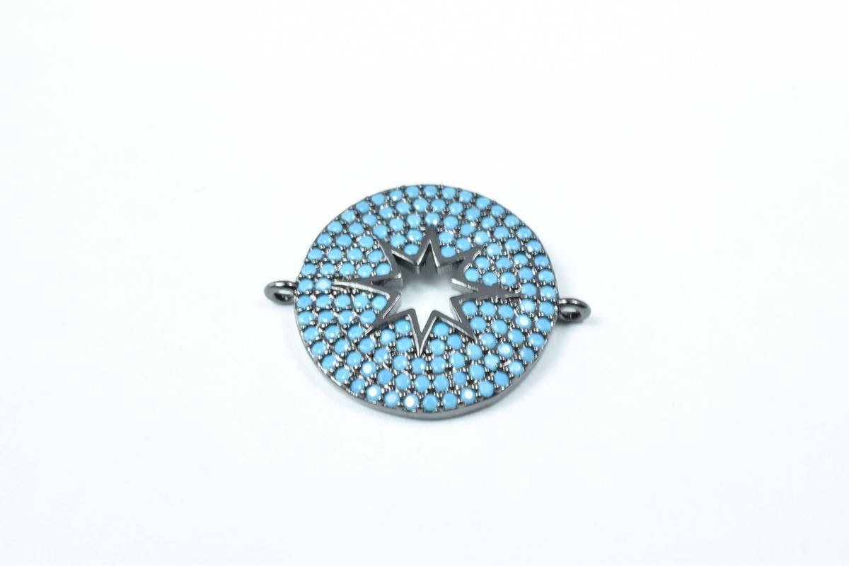 Round Micro Pave CZ Rhinestone Connector Beads High Quality Horizontal Hole 3 Colors