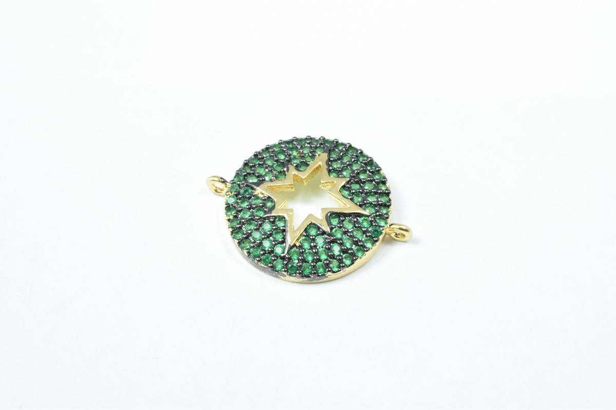 Round Micro Pave CZ Rhinestone Connector Beads High Quality Horizontal Hole 3 Colors