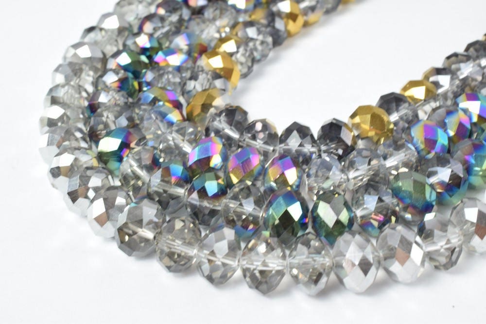 8x12mm 11.5" Strand Rondelle Faceted Various Colored Crystal Beads, Opaque Rondelle Beads,Shaped Crystal, Faceted, Beading, Jewelry making
