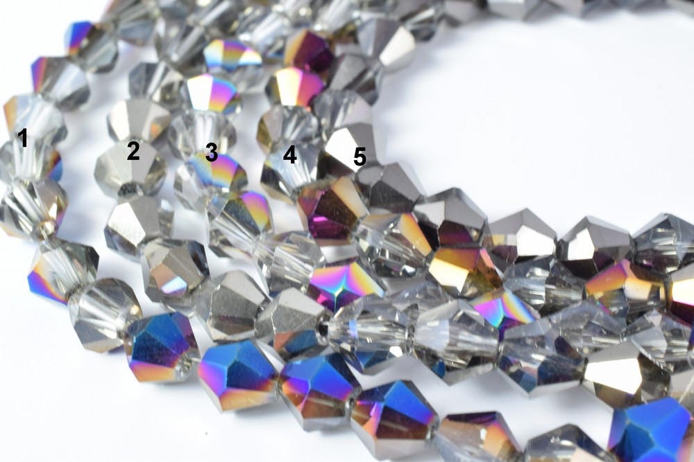 8mm Bicone Crystal Beads Various Colored Crystal, Two Tone Color, Bi-cone Beads, Shaped Crystal, Faceted, Bead, Jewelry making or Chandelier