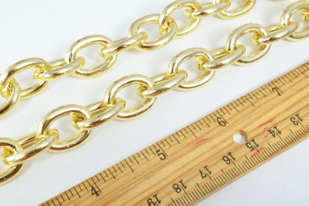 20x15mm Light Gold Aluminum Chain, Open Link for Handmade bracelet, Necklace Jewelry Accessories. 1 Yard (3 Feets), Item# 1443