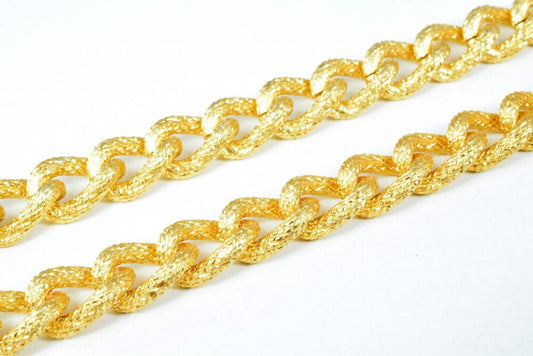 17x16mm Gold Aluminum Chain, Twisted Open Link for Handmade bracelet, Necklace Jewelry Accessories. 1 Yard (3 Feets), Item# 1437