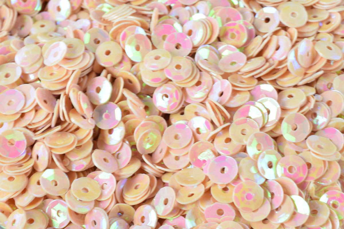 3/4/6mm Peach Baby Pink Cup Iridescent Sequins Sheen Round Sequins/Loose Paillettes,Wholesale Sequins,Shimmering Sequin Apparel