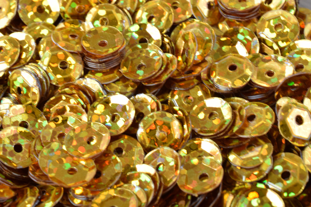 3/4/6mm Deep Gold Glossy Cup Iridescent Sequins Sheen Round Sequins/Loose Paillettes,Wholesale Sequins,Shimmering Sequin Apparel