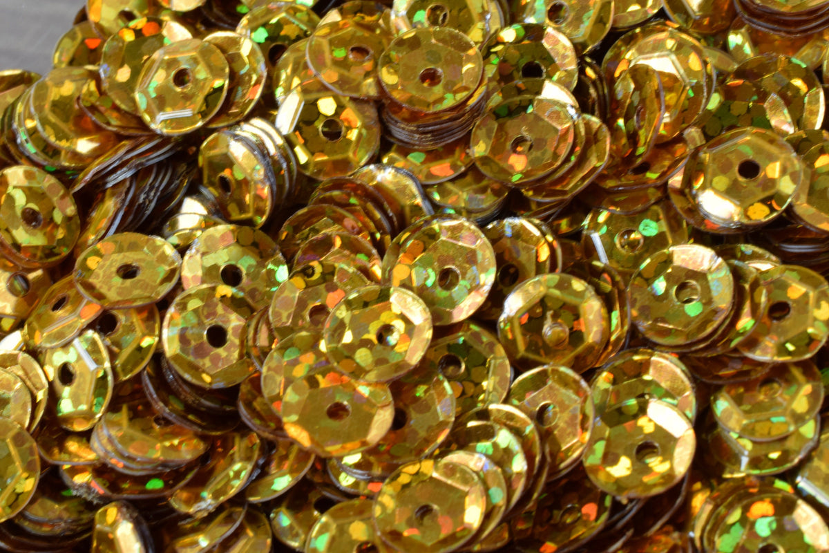 3/4/6mm Deep Gold Glossy Cup Iridescent Sequins Sheen Round Sequins/Loose Paillettes,Wholesale Sequins,Shimmering Sequin Apparel