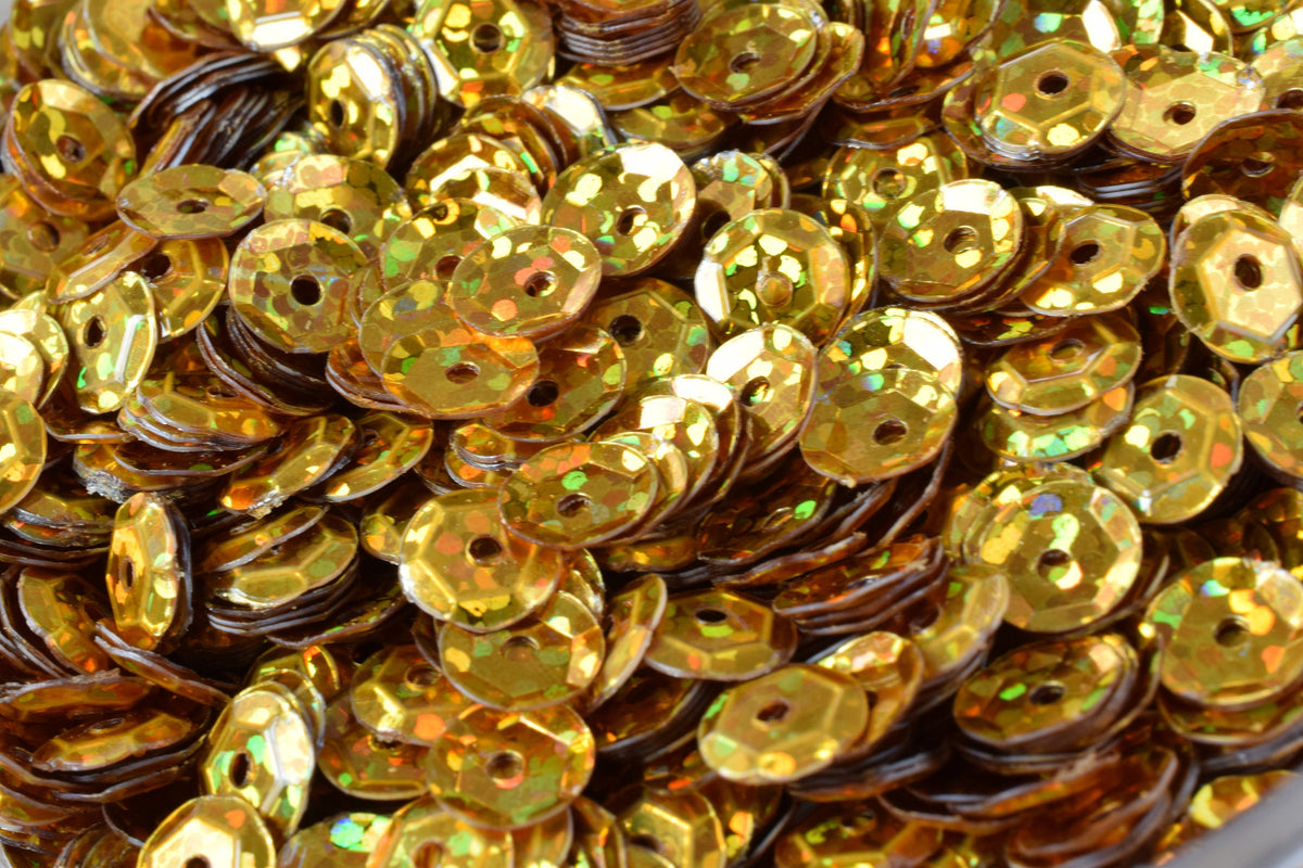 3/4/6mm Deep Gold Glossy Cup Iridescent Sequins Sheen Round Sequins/Loose Paillettes,Wholesale Sequins,Shimmering Sequin Apparel