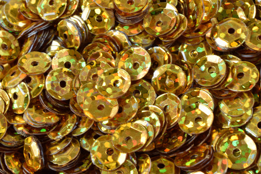 3/4/6mm Deep Gold Glossy Cup Iridescent Sequins Sheen Round Sequins/Loose Paillettes,Wholesale Sequins,Shimmering Sequin Apparel