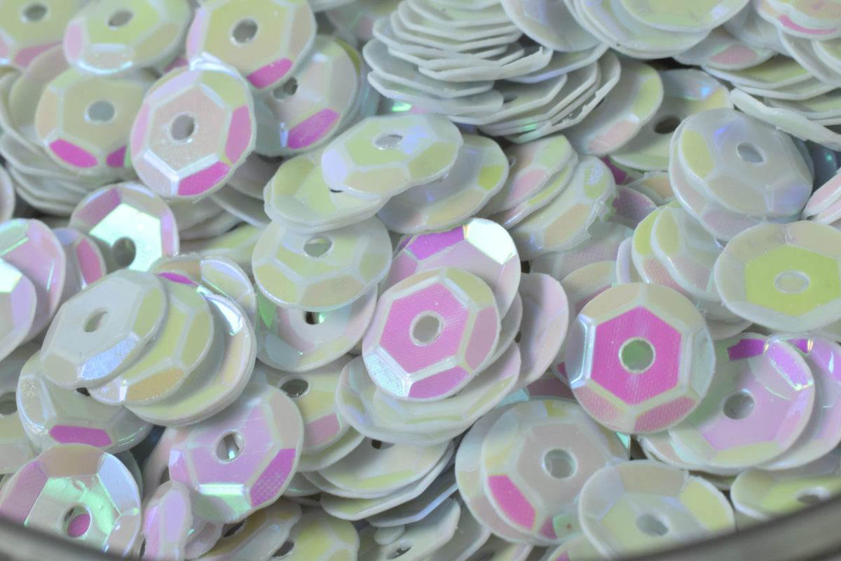 3/4/6mm Off White Bridal Cup Iridescent Shiny Sequins Sheen Round Sequins/Loose Paillettes,Wholesale Sequins,Shimmering Sequin Apparel