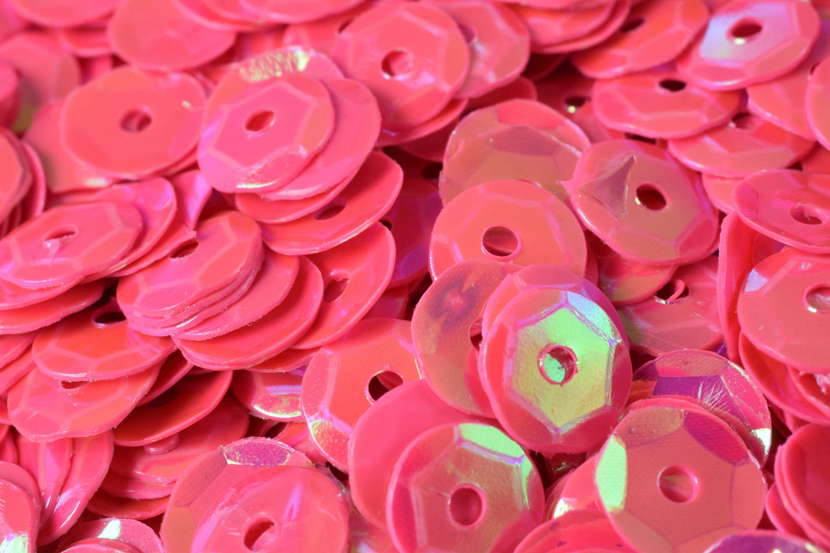 3/4/6mm Neon Dark Pink Bridal Cup Iridescent Shiny Sequins Sheen Round Sequins/Loose Paillettes,Wholesale Sequins,Shimmering Sequin Apparel