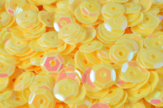 3/4/6mm Light Yellow Cup Glossy Iridescent Sequins Sheen Round Sequins/Loose Paillettes,Wholesale Sequins,Shimmering Sequin Apparel