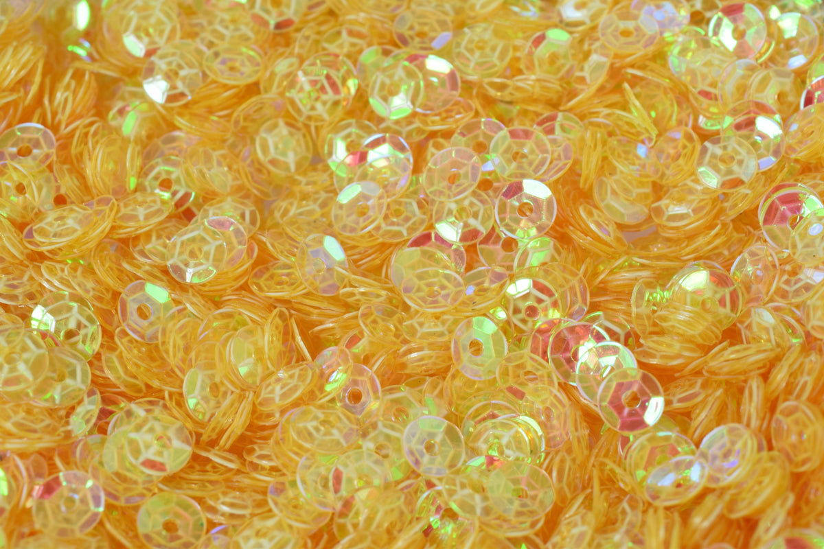3/4/6mm Translucent Yellow Cup Glossy Iridescent Sequins Sheen Round Sequins/Loose Paillettes,Wholesale Sequins,Shimmering Sequin Apparel
