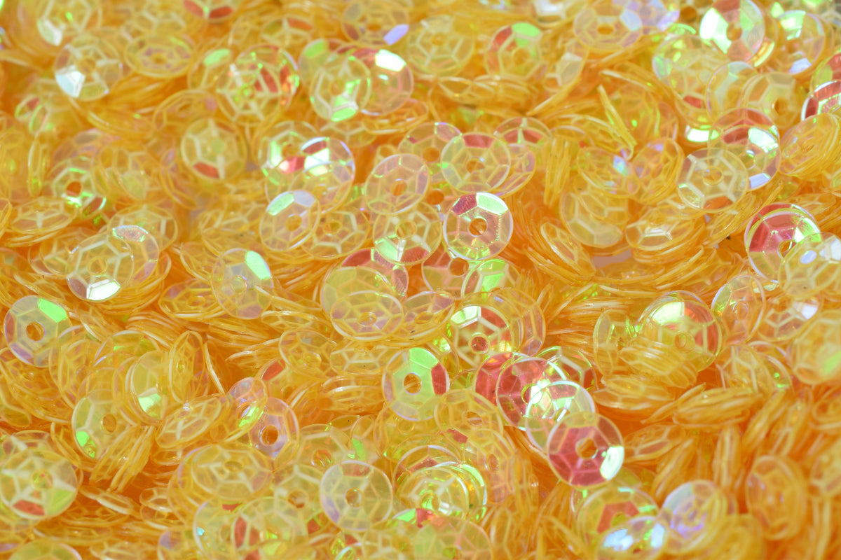 3/4/6mm Translucent Yellow Cup Glossy Iridescent Sequins Sheen Round Sequins/Loose Paillettes,Wholesale Sequins,Shimmering Sequin Apparel