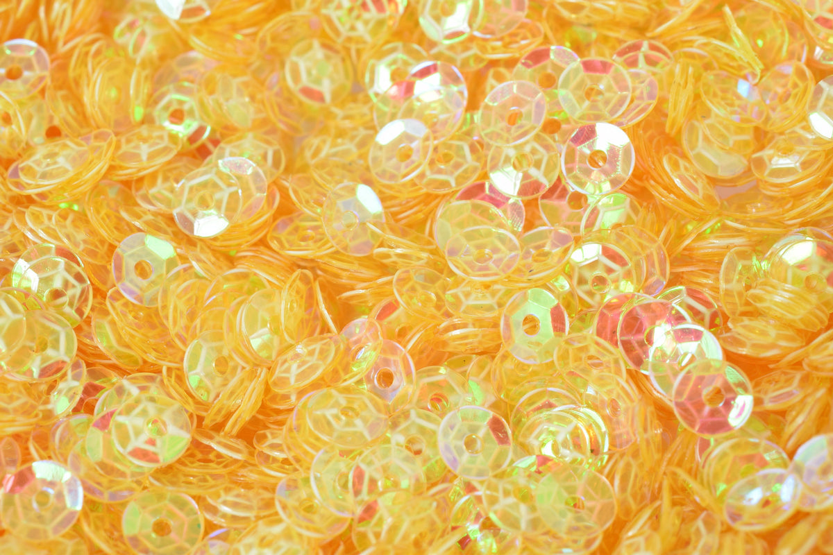 3/4/6mm Translucent Yellow Cup Glossy Iridescent Sequins Sheen Round Sequins/Loose Paillettes,Wholesale Sequins,Shimmering Sequin Apparel