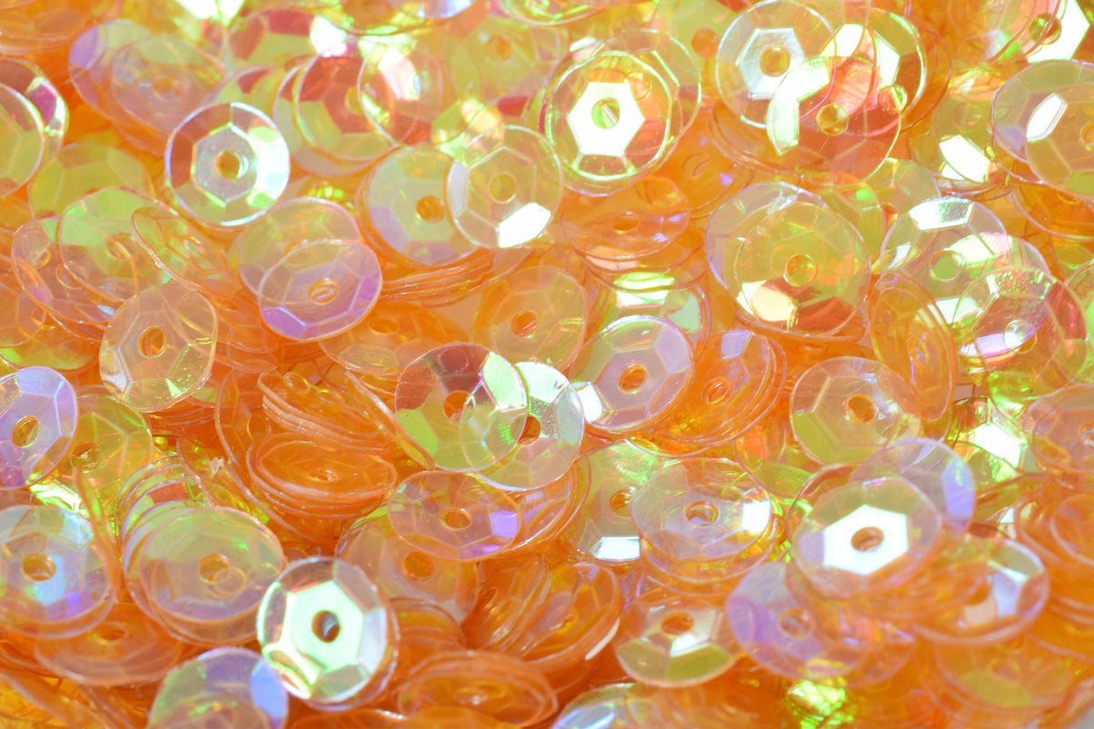 3/4/6mm Translucent Orange Cup Glossy Iridescent Round Sequins/Loose Paillettes,Decorations,garland,applique,trimssewing,theater,costume