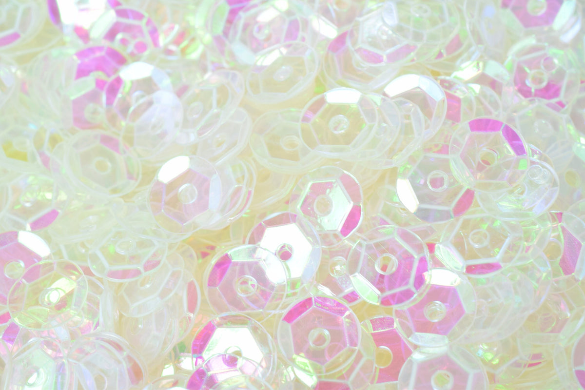 3/4mm Milky Clear Sparkle Cup Glossy Iridescent Sequins Sheen Round Sequins/Loose Paillettes,Wholesale Sequins,Shimmering Sequin Apparel
