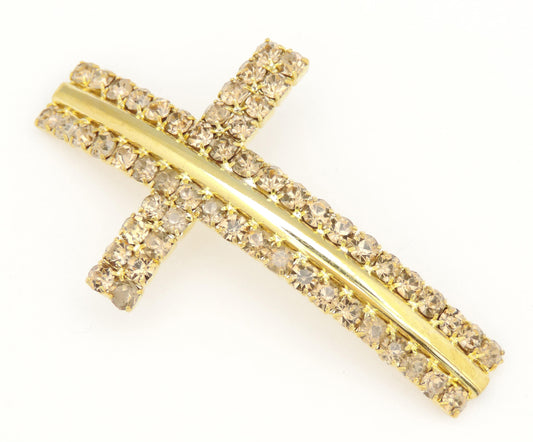 RhineStone Curved Cross, Slideway, Slide Connector Cross, 2 PCs 6 Colors, Baptism, Christening Craft, Embellishment,Pave Beads