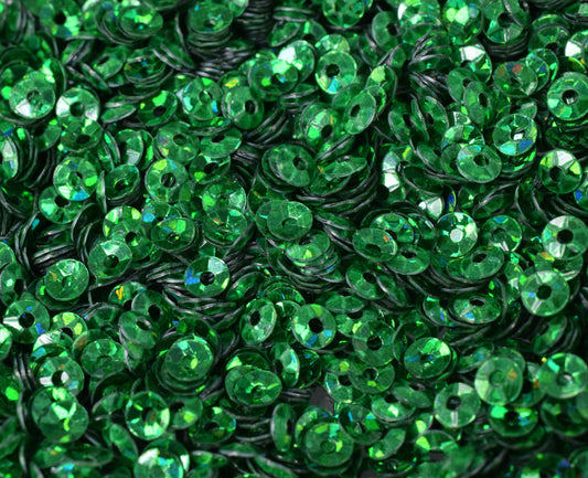 3mm Deep Green Cup Iridescent Sheen Round Sequins/Loose Paillettes,Wholesale Sequins,Shimmering Sequin Apparel, Footwear Sequins, fashion