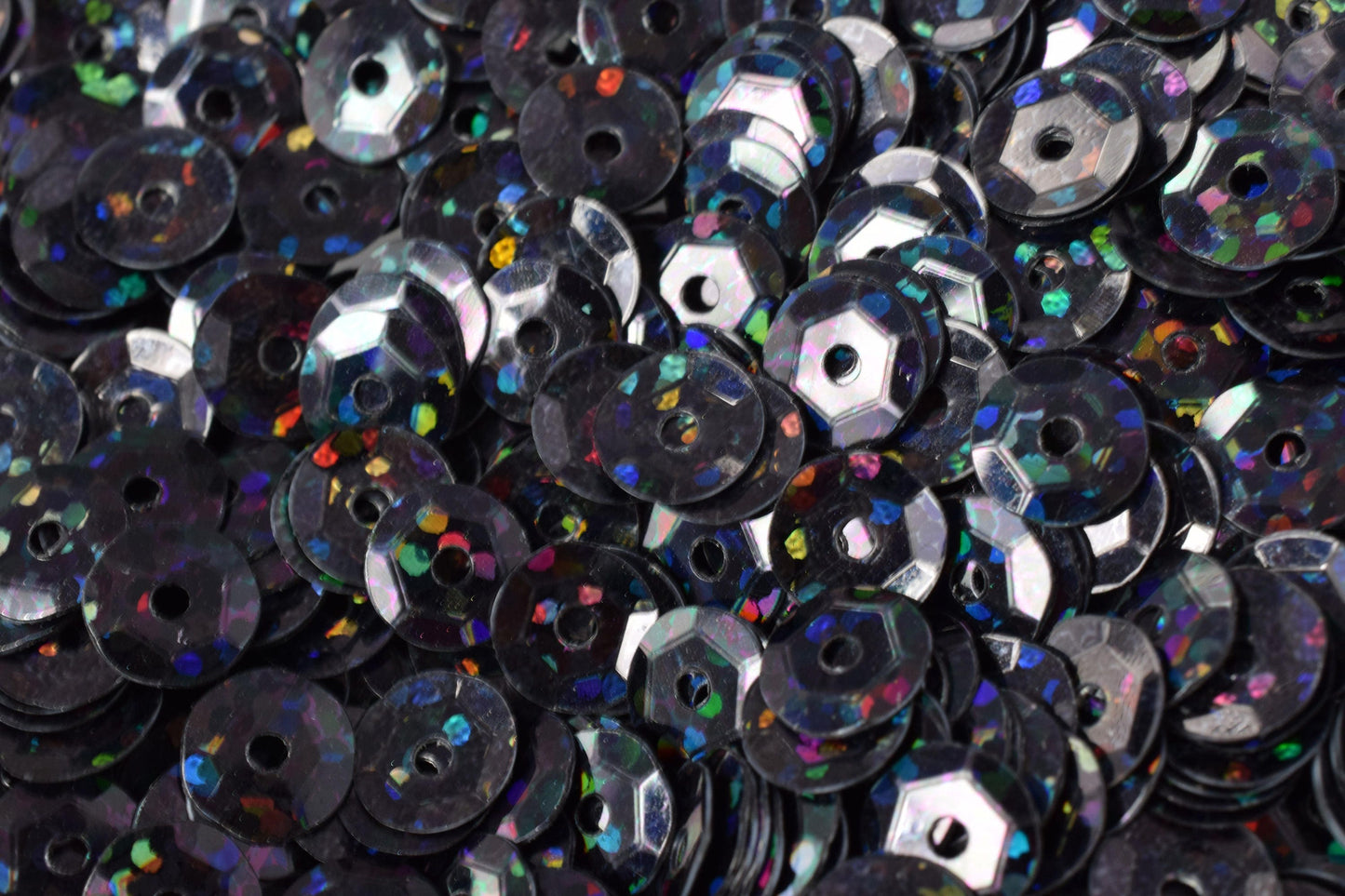 3/6mm Black Multi Cup Glossy Iridescent Sequins Sheen Round Sequins/Loose Paillettes,Wholesale Sequins,Shimmering Sequin Apparel