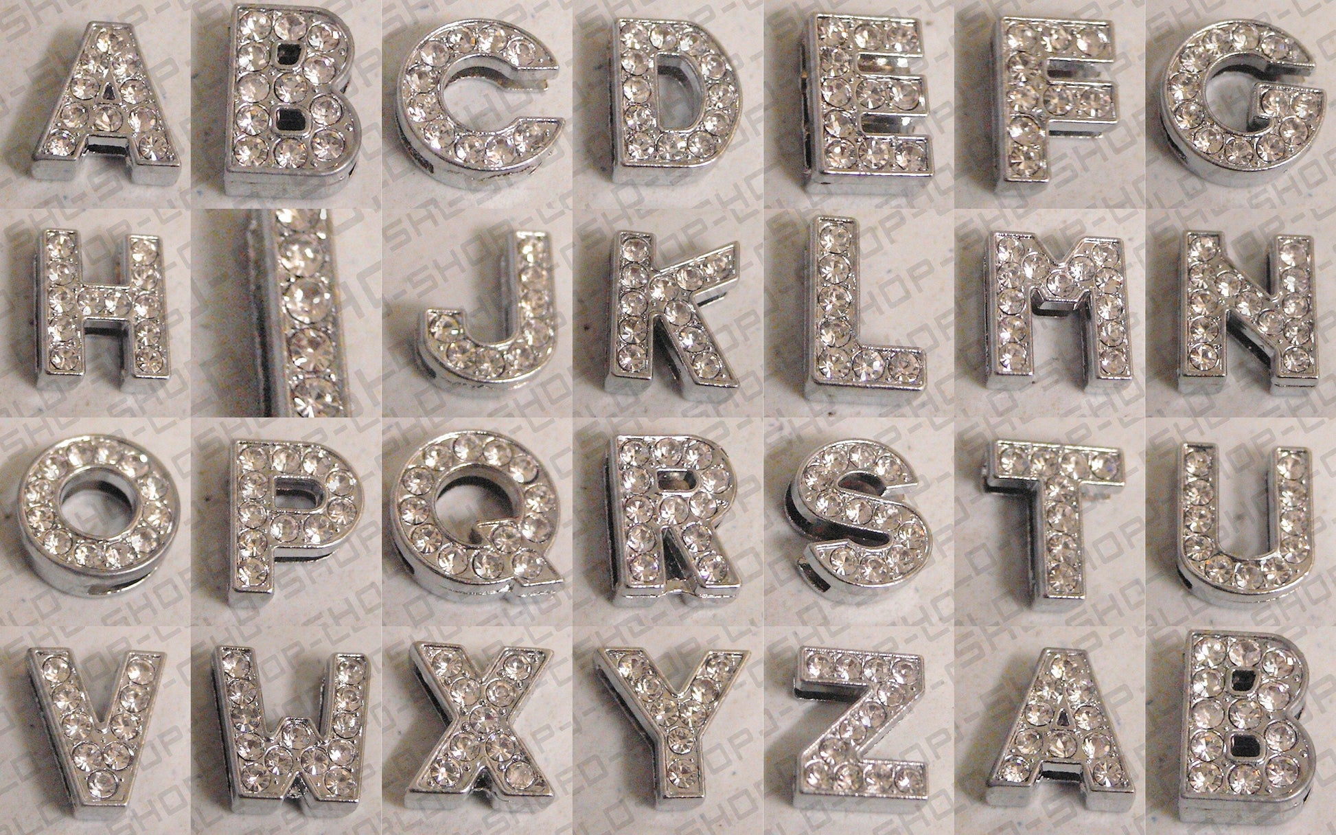 10 PCs Silver Or Gold Slide Letters Capital Letter 8mm Slider Spacer Beads Pendant Charm, Finding, Rhinestone for Bracelet & Necklace