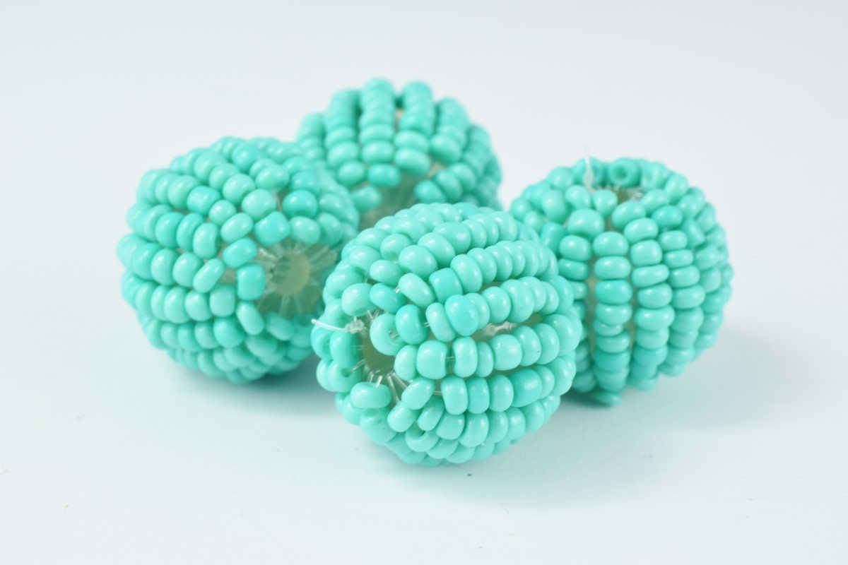Seed Beads Bon Bon Round Ball Beads, Wrapped Beads, Decorative Beads, Handmade Bead, DIY Craft, 14 Colors 3 Sizes,