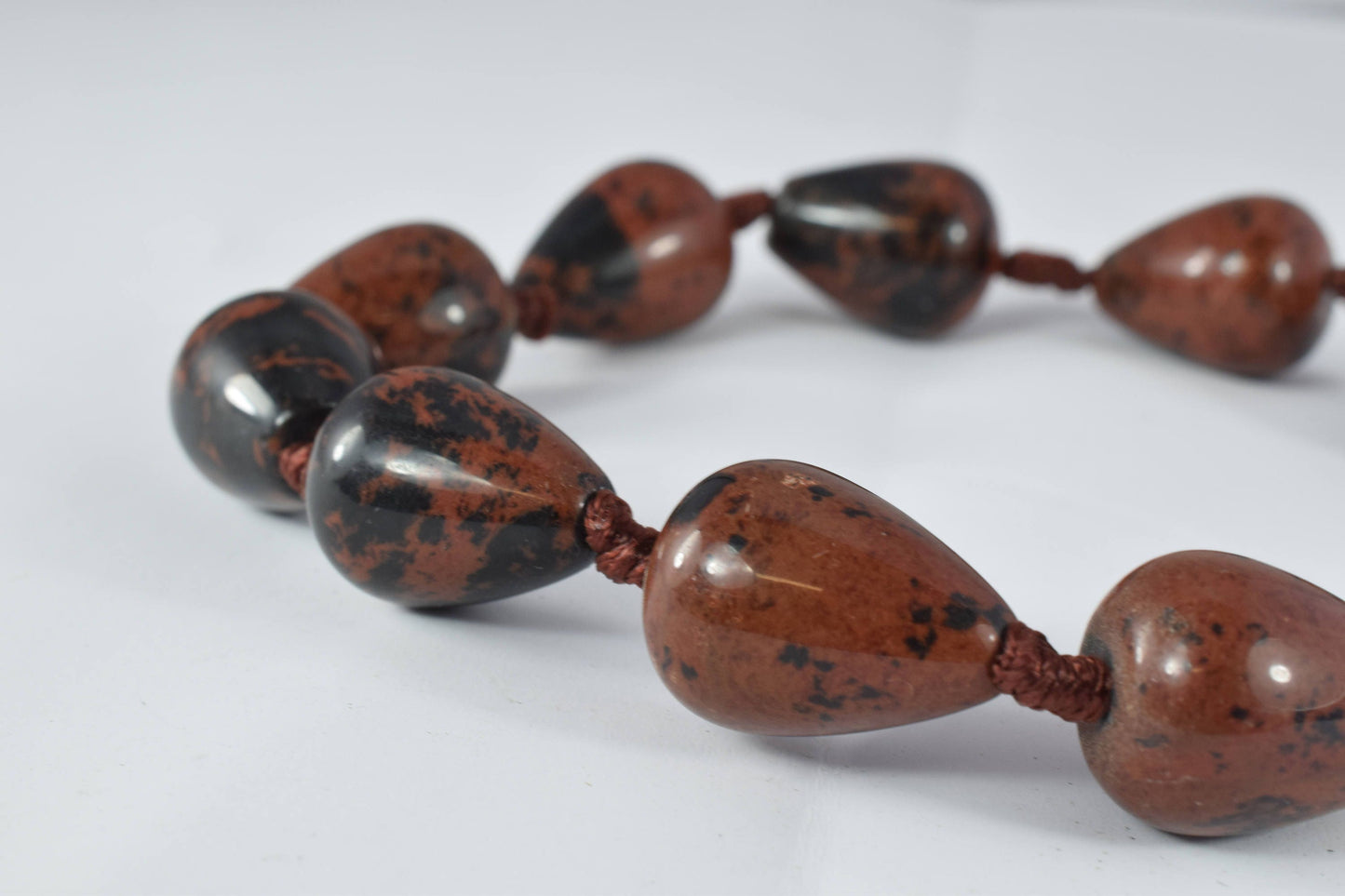 20x14mm Mahogany Obsidian Tear Drop Oval Stone Beads, 1.5mm hole opening, 60grams/pk