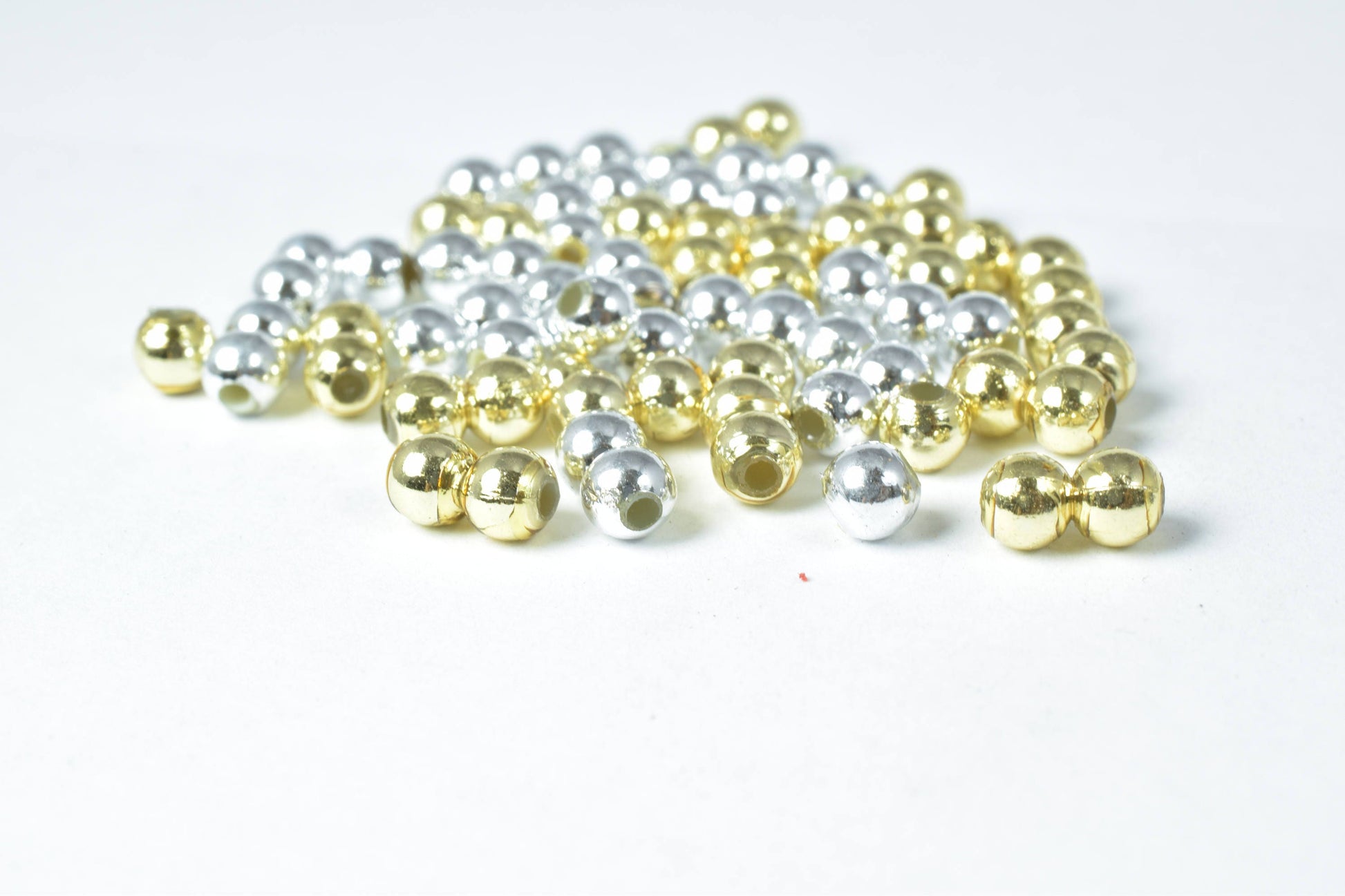 4mm Plastic Petite Gold/Silver Round Beads, Plastic Gold/Silver Beading Tools,Plastic 1000pcs Plastic Round Beads Jewelry Making