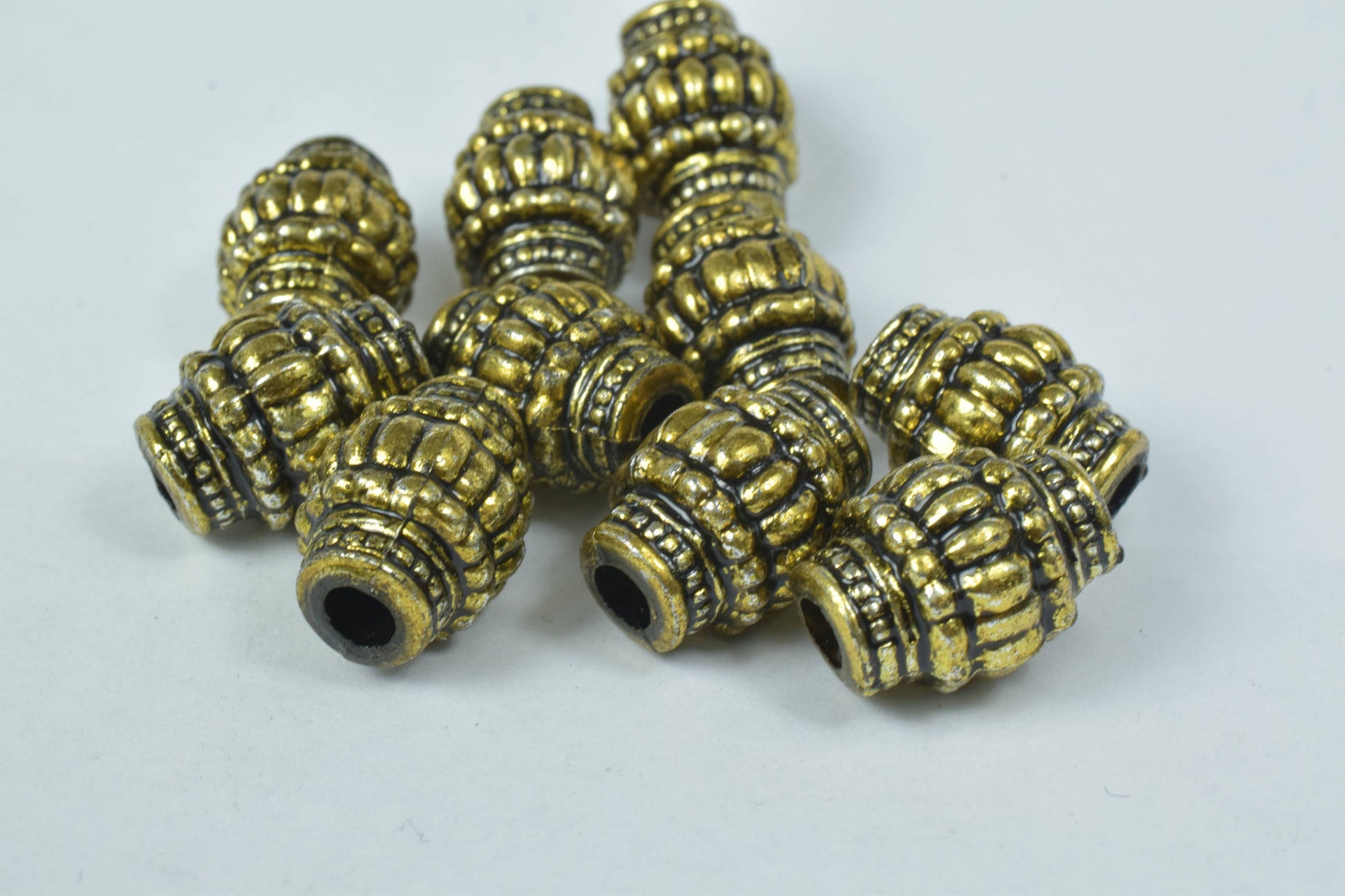 12x16mm Bali Textured Cone Plastic Antique Gold Plastic Beads/Wholesale Plastic Beads/Textured Cone tube Beads/Antique Silver Beads,