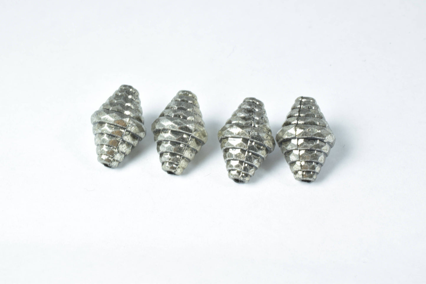 11x17mm Silver Tube Plastic Textured Beads/Plastic Silver Cone Beads/2mm hole size/Sold by 200pcs/Wholesale Beads/Beads/Silver Cyclone Beads