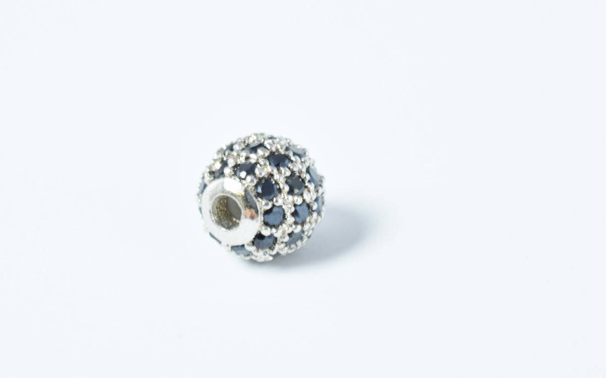 Pave CZ Rhinestone Beads 6mm High Quality 2mm Large Hole Round Bead 4 Colors