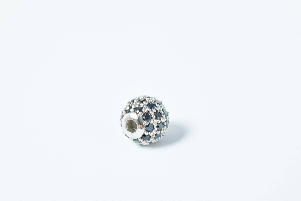 Pave CZ Rhinestone Beads 6mm High Quality 2mm Large Hole Round Bead 4 Colors