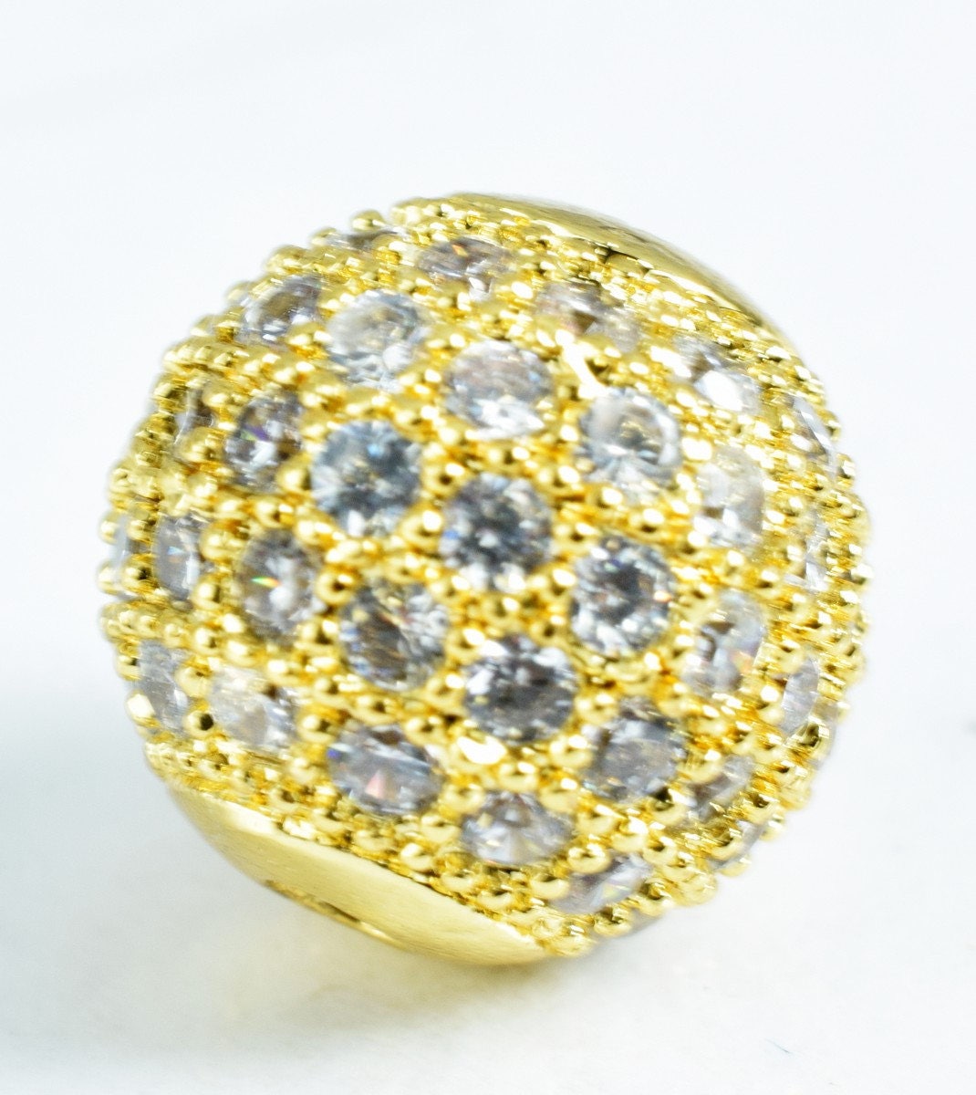 Pave CZ Rhinestone Beads 10mm High Quality 2mm Large Hole Round Bead 4 Colors