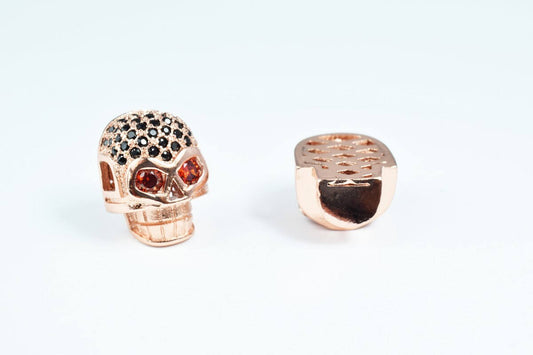 Skull Micro Pave CZ Rhinestone Spacer Beads High Quality 4 Colors