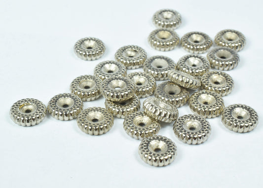 10mm Ribbed Antique Silver Plastic Round Beads, Plastic Beading Tools, Resin Antique Silver Plastic Beads, Macrame Beads,Beads, DIY