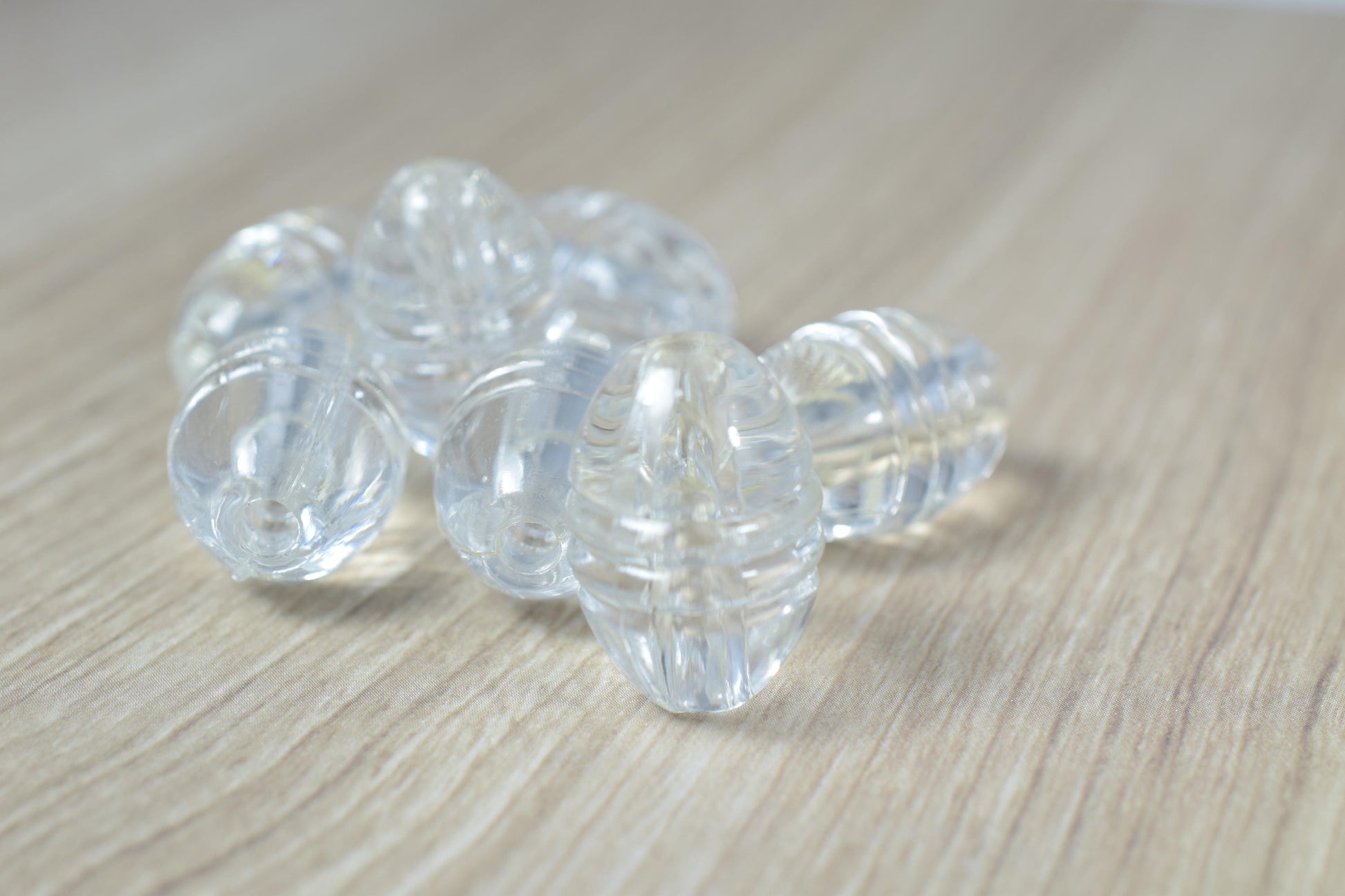 18 x 25mm Clear Ridge Lucite Plastic Beads/Vintage Barrel Plastic Clear Beads/Wholesale/Sold by 60 PCs, Clear Beads,Grooved Tube Beads,