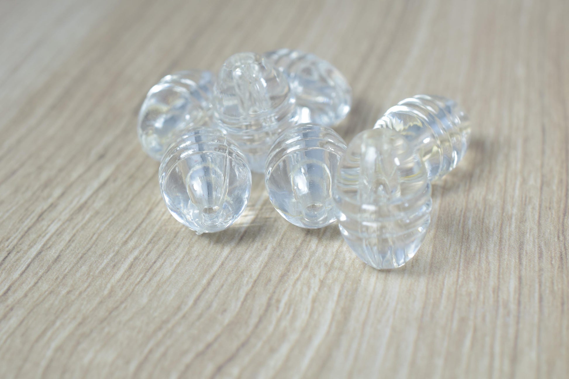 18 x 25mm Clear Ridge Lucite Plastic Beads/Vintage Barrel Plastic Clear Beads/Wholesale/Sold by 60 PCs, Clear Beads,Grooved Tube Beads,