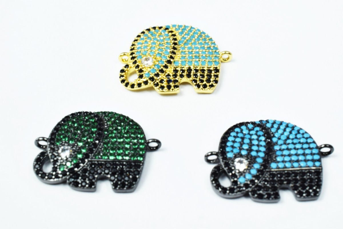 Elephant Micro Pave CZ Rhinestone Spacer Beads High Quality 3 Colors