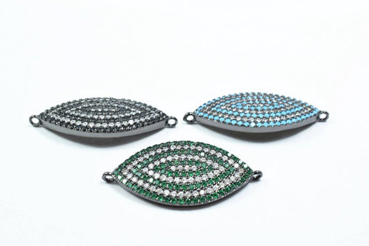 Marquise Shape Eye Micro Pave CZ Rhinestone Spacer Beads High Quality Horizontal Hole 3 Colors