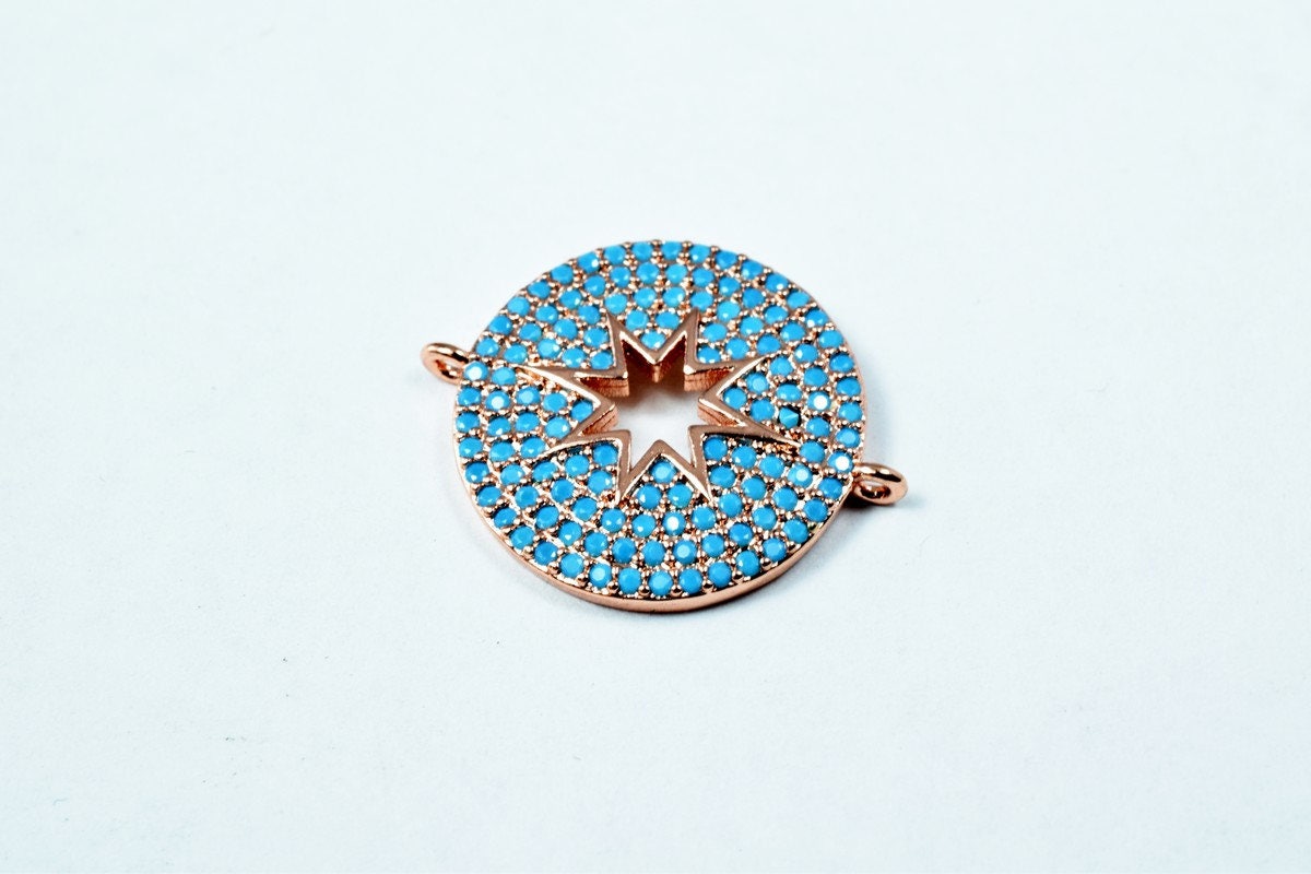 Round Micro Pave CZ Rhinestone Connector Beads High Quality Horizontal Hole 3 Colors