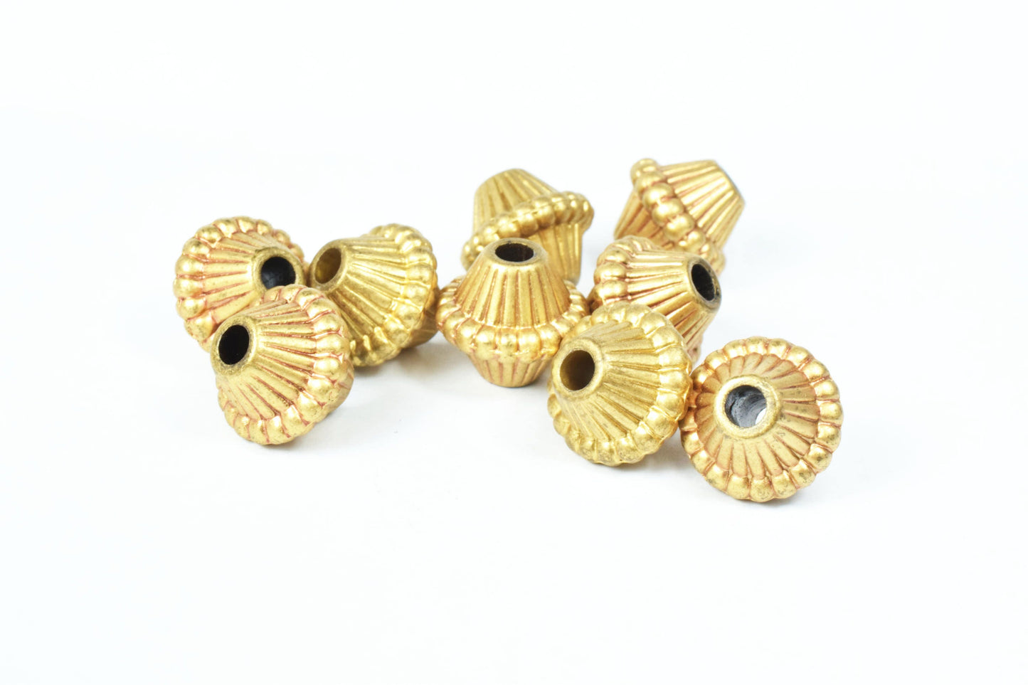 16mm Tube Cone Funnel Bead, Antique Gold Plastic Resin Textured Beads, Plastic Gold Beading Tools, Wholesale Beads, Macrame Beads