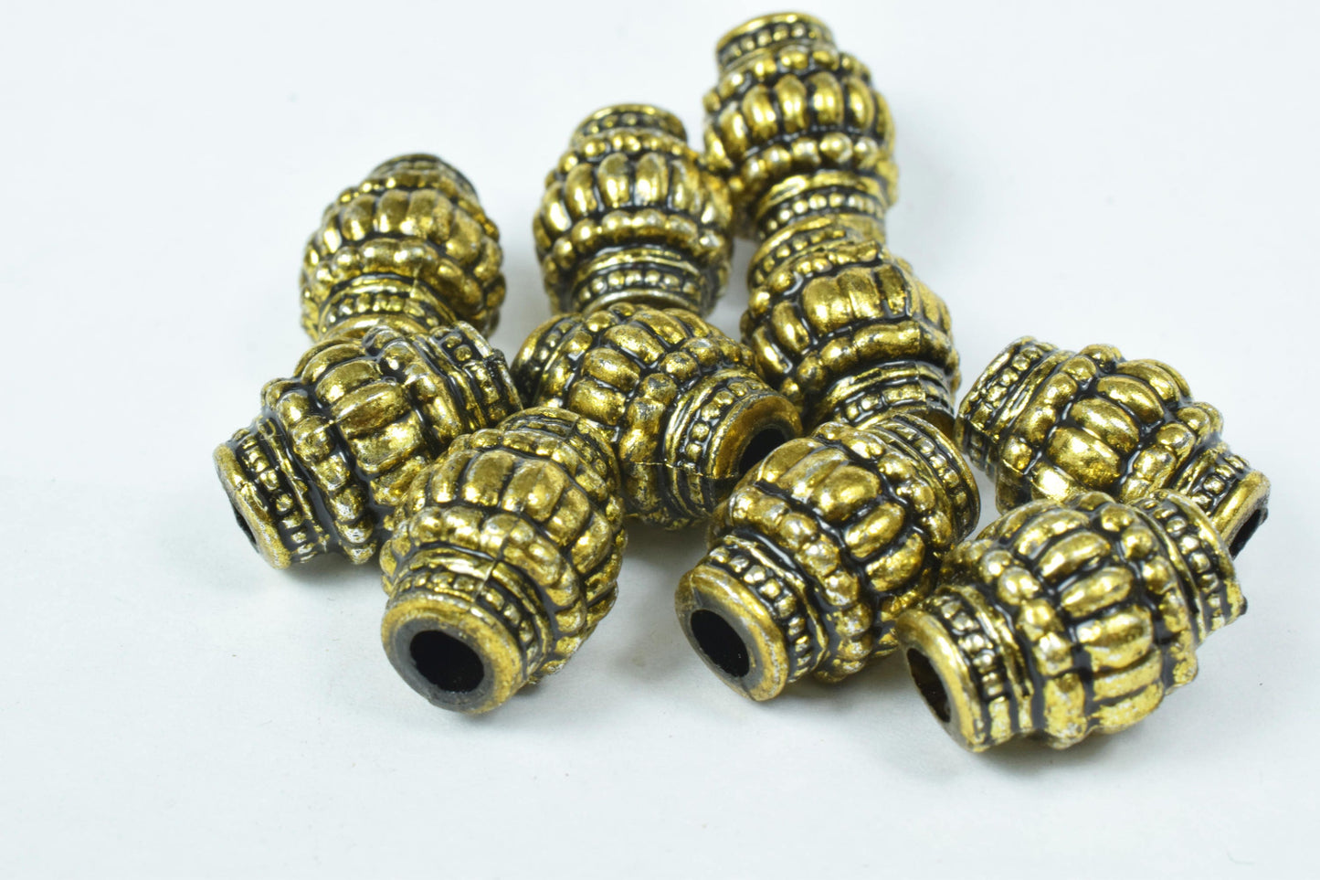 12x16mm Bali Textured Cone Plastic Antique Gold Plastic Beads/Wholesale Plastic Beads/Textured Cone tube Beads/Antique Silver Beads,