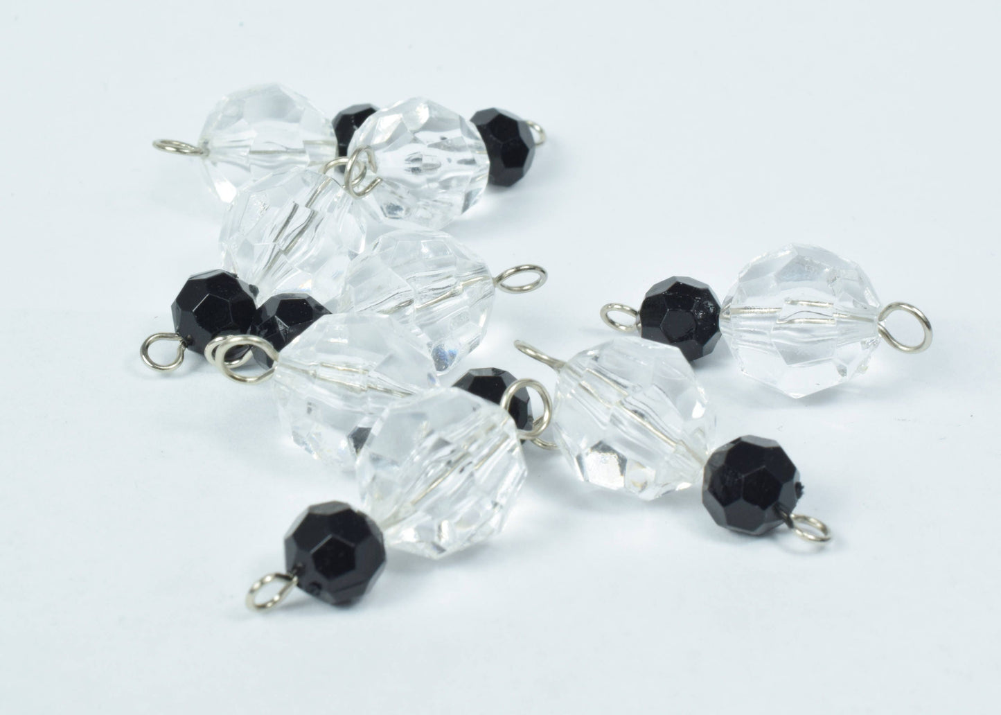 15 x 32 mm Faceted Lucite Plastic Bead Earring Connector Findings/2-Tier Plastic Faceted Plastic Bead Connector/earring findings/eyepin