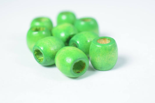 12mm Tube Round Large Hole Green Wooden Beads, Wooden Beading Tools, Large Hole Green Wood Beads,Sold by 1 pack of 250 PCs