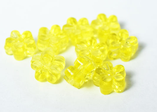 10mm Plastic Floral Pony Clear Yellow Beads,Lampwork Beads,Pony Beads,Flower Shaped,Plastic,Acrylic, Bright, Pony hair, Flower, Whoelsale