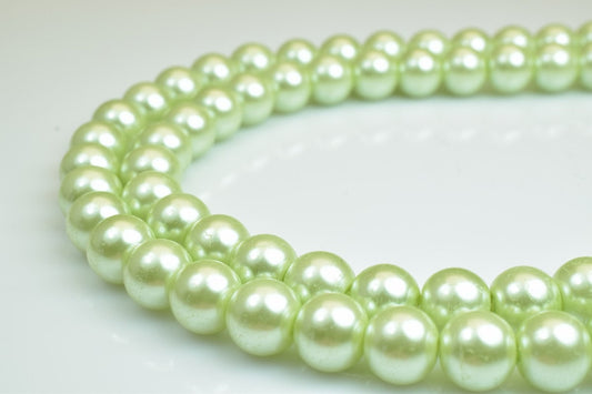 Glass Pearl Beads Round Size 8mm Shine Light Green Round Ball Beads for Jewelry Making